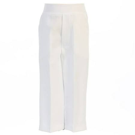 Lito Baby Boys White Elastic Waistband Special Occasion Long Dress Pants 18-24M