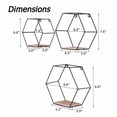thumbnail image 2 of Soporte flotante hexagonal montado en la pared, juego de tres piezas negras, soporte de pared metálica moderno, 2 of 5