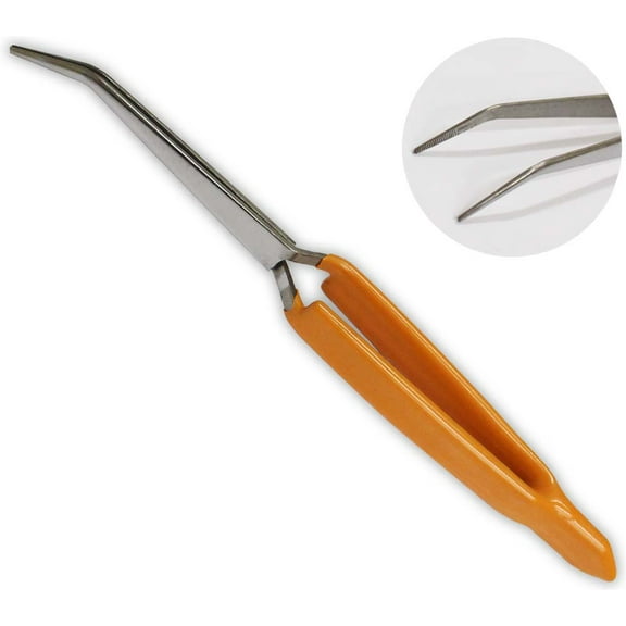 JEWEL TOOL 7" Cross-Lock Tweezers | Curved Blunt Tips | Vinyl Dipped Handles | Secure & Versatile Grip