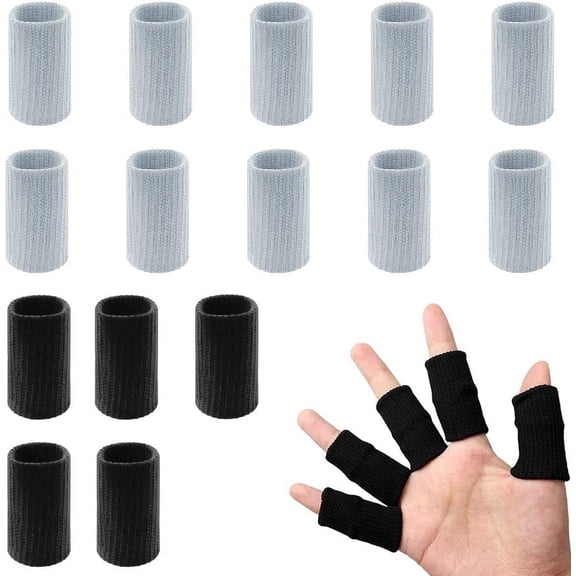20 PCS Finger Sleeves Protectors, Sport Finger Sleeves Thumb Brace Support Finger Brace Elastic Thumb Sleeves for Relieving Pain Arthritis Trigger Finger(Skin tone Grey)
