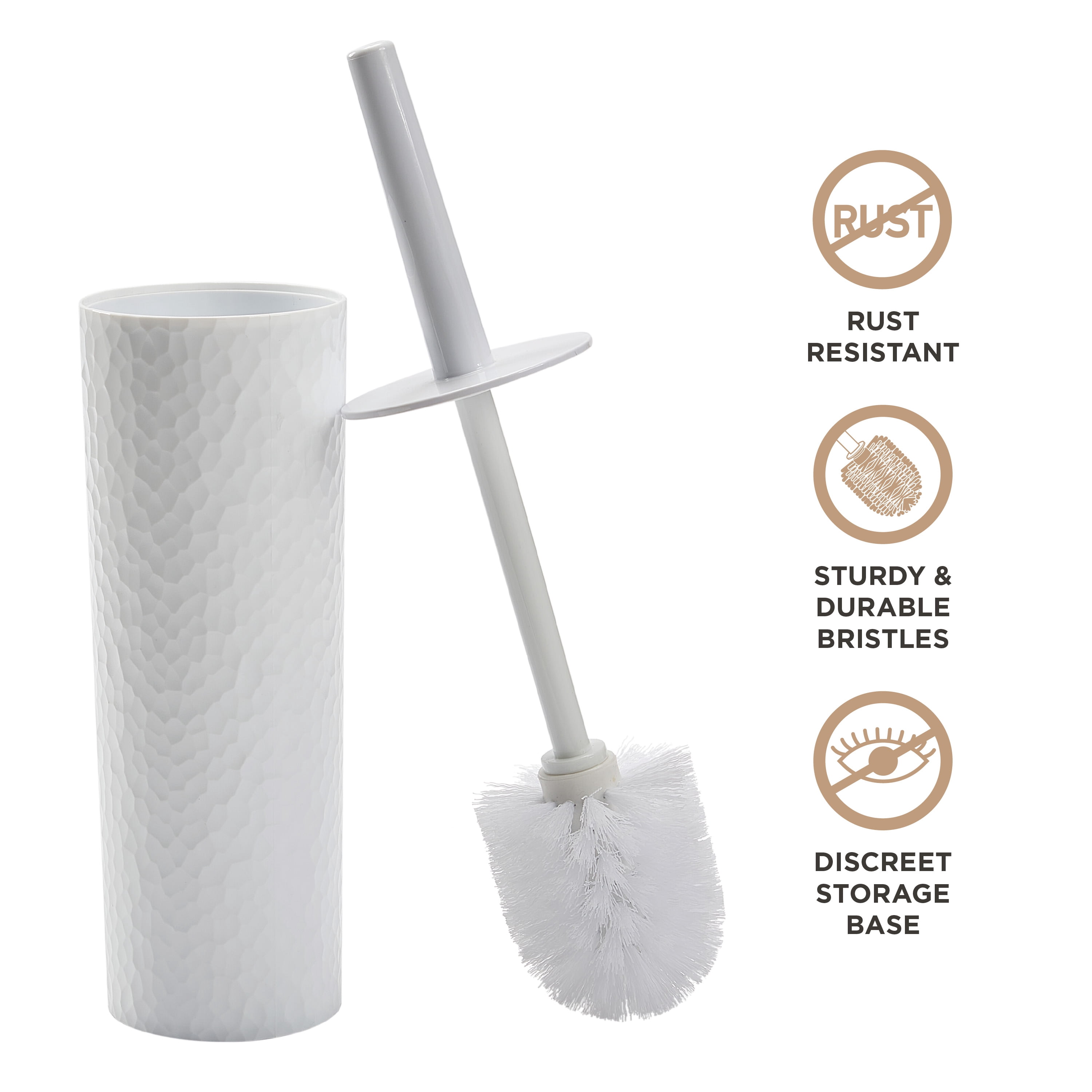 Bath Bliss Hammered Texture Toilet Brush in White