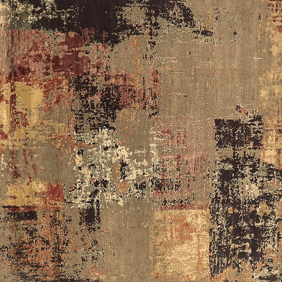 Ahgly Company Indoor Square Oriental Brown Industrial Area Rugs, 5' Square