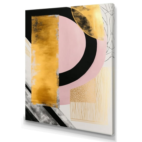 Designart Pink And Gold Art Deco IV Canvas Wall Art