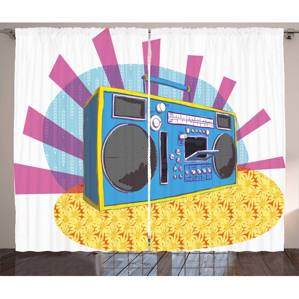 70s Party Decorations Curtains 2 Panels Set, Retro Boom ...