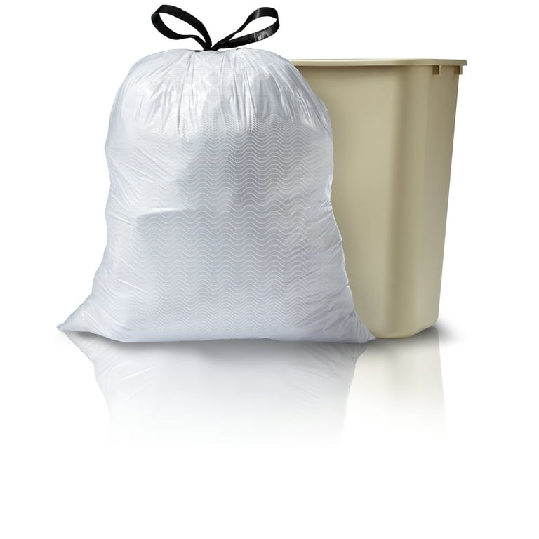 PAMI Tall 13-Gallon Kitchen Drawstring Trash Bags [90-Pack, White] -  Extra-Strong Plastic Garbage Bags- Thick Trash Can Liners For Kitchen,  Bathroom 