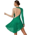 thumbnail image 7 of Aislor Women's Lyrical Dance Long Sleeve Asymmetrical Ballet Skirt Leotard Figure Skating Dress Dark Green XXL, 7 of 7