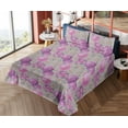 thumbnail image 4 of Ambesonne Nature Themed Fitted & Flat Sheet with Shams 4 Pcs Set, Garden Spring Boho, Calking, Pale Lilac Marigold, 4 of 5