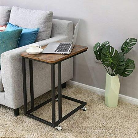 Calvin Industrial/Vintage End Table, End Table w/ Storage Shelf for Living Room, Wood Accent Furniture w/ Metal Frame