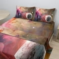 thumbnail image 2 of Ambesonne Pink Fitted & Top Sheet Set with Shams, Frozen Planet Nebula, Pink, 2 of 8
