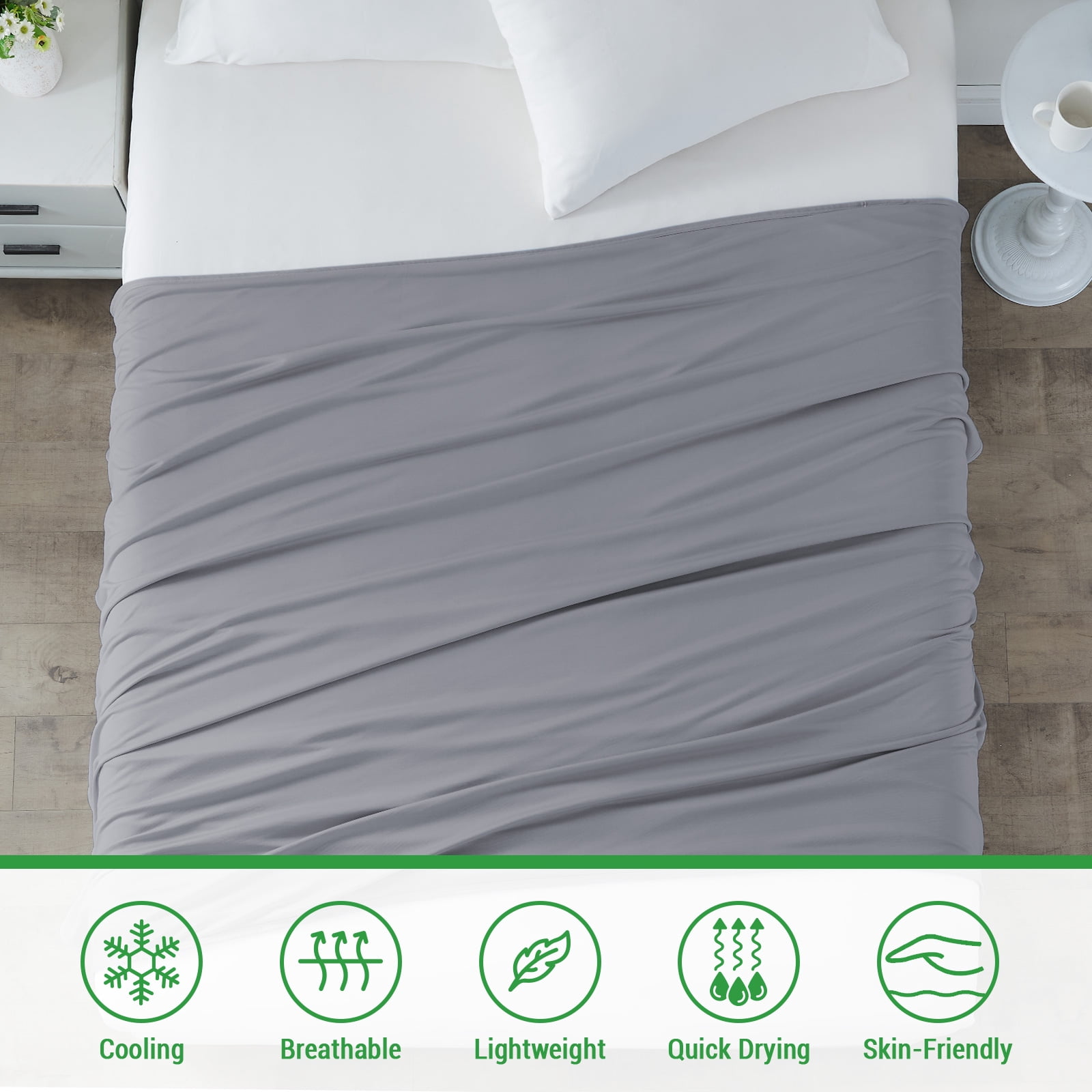 GOGREEN Gray Polyester Bed Blanket, TwinXL-Lightweight, Cool Touch