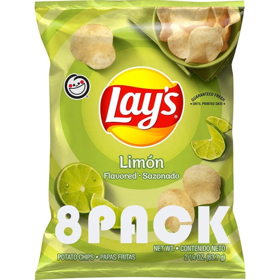 Lay’s Limón Sazonado Potato Chips 🌿🍋 2.125 oz Bags (Pack of 8) 🥔✨ – Value Bundle by SUPERDEALS 🎁