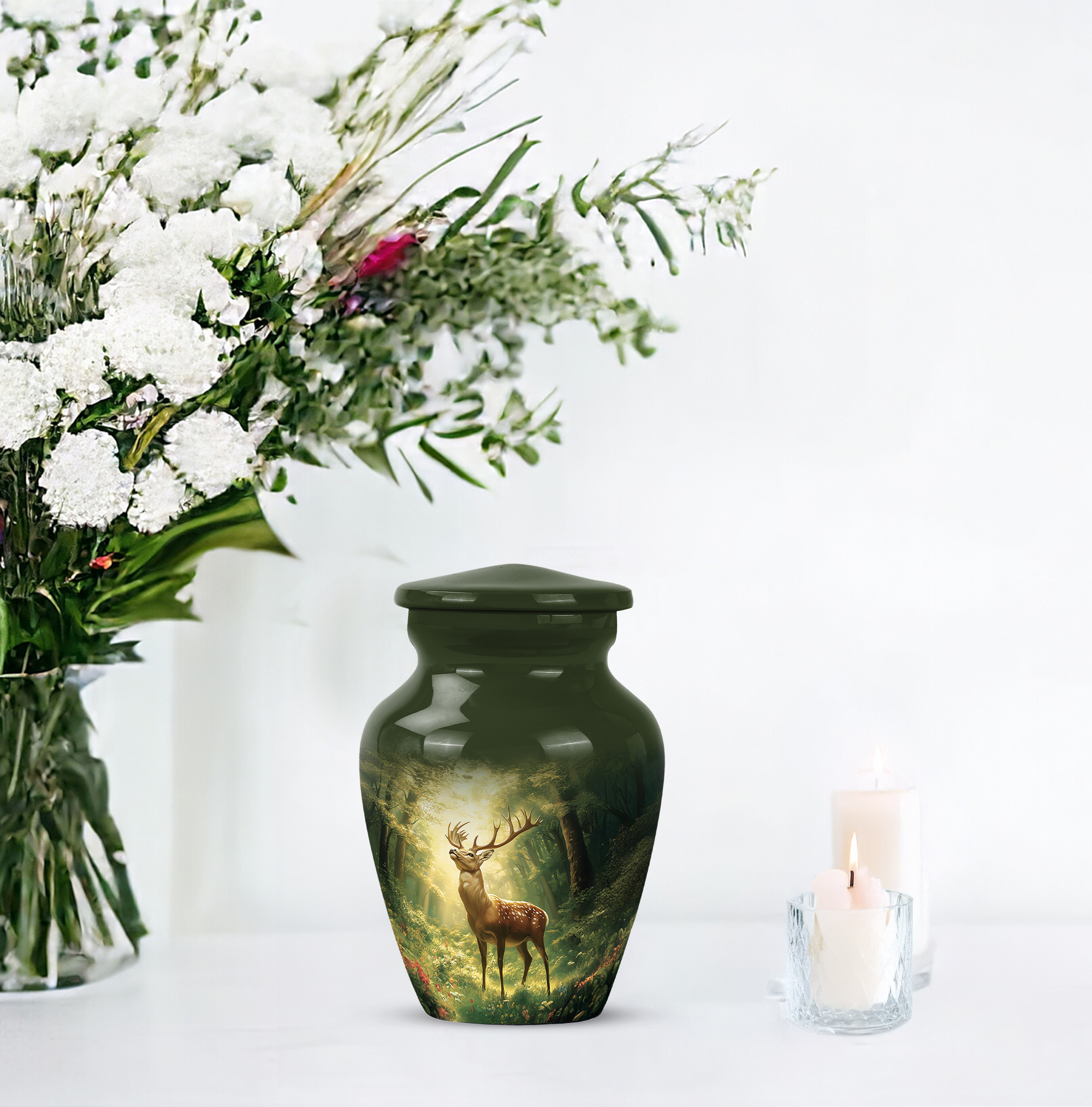 MUKTIVE Deer Burial Urns for Human Ashes Adult Man & Women - Small Keepsake Urns for Human for Husband & Wife - Cremation Urn for Adult Male - Remembrance for Mom & Dad - 3 Inch