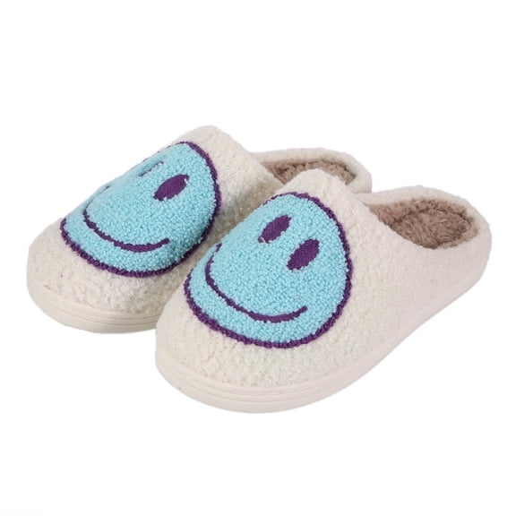 xinlanlin Kids Smile Face Slippers for Girls Boys, Cute Soft Plush Non-Slip Warm Fuzzy Comfy House Slippers Toddler Cartoon Happy Face Slipper Indoor Outdoor