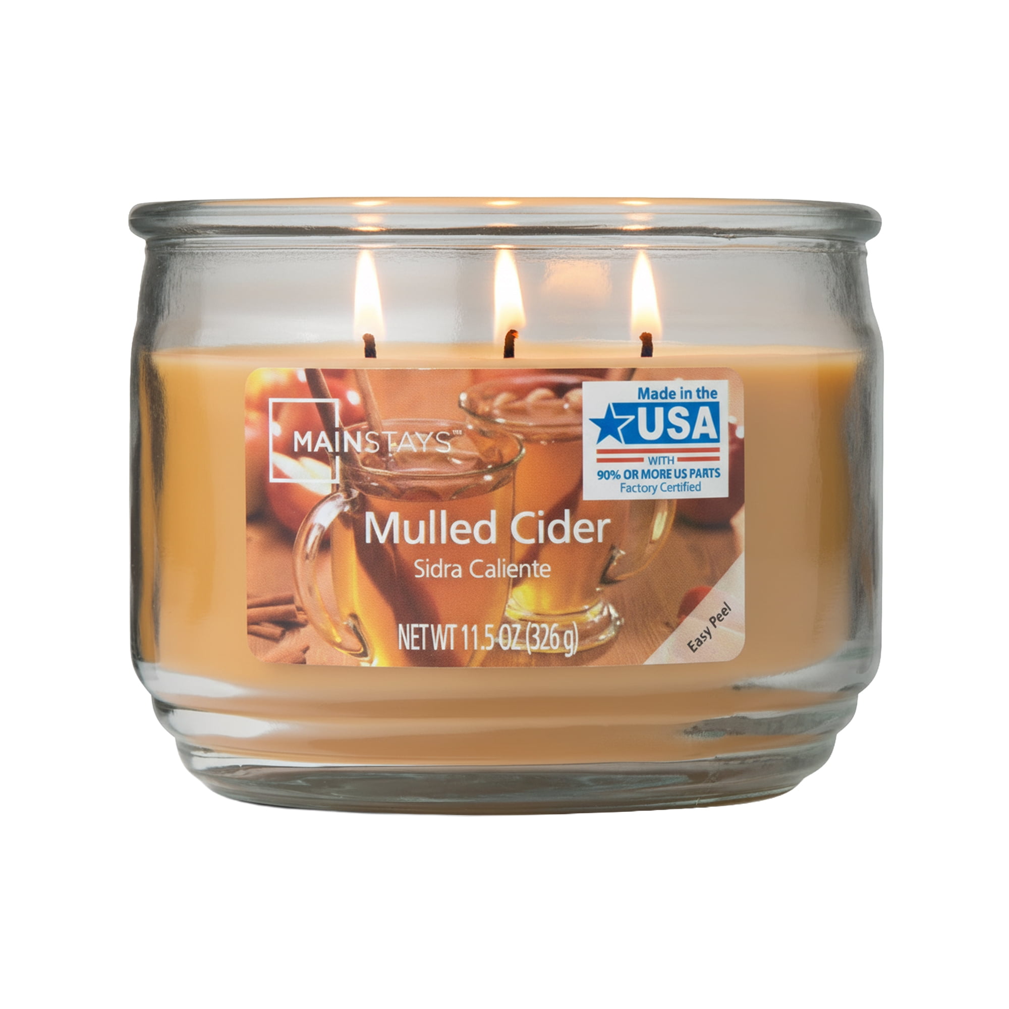 (2 pack) Mainstays 3-Wick Scented Glass Jar Candle, Mulled Cider, 11.5oz.