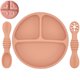 thumbnail image 3 of Plato de comedor de silicona con ventosa para bebé, juego de cuchara de arroz, platos bonitos de dibujos animados para niños, vajilla para bebé con cara sonriente, cuenco Retro para chico, 3 of 5