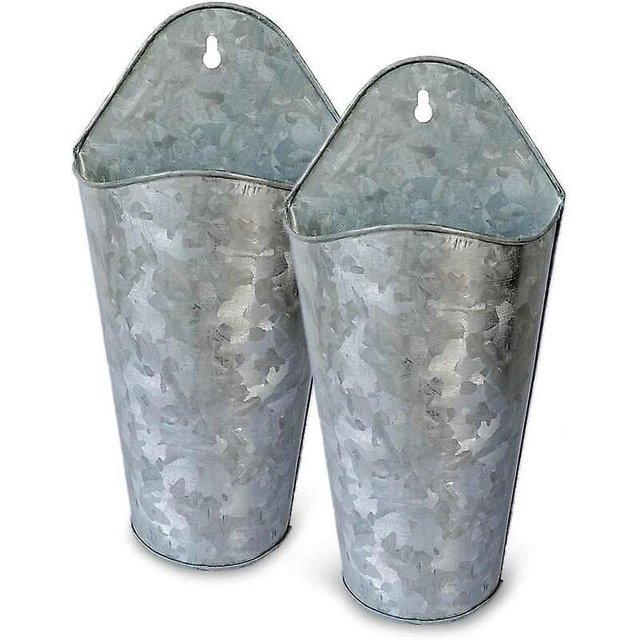Maceta rústica MACHAO de metal galvanizado montada en la pared 2 paquetes