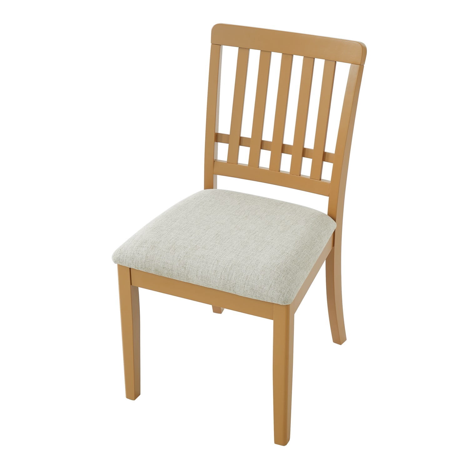 Modern Scandinavian Dining Chairs Set of 2 Curved Wood Backrest Fabric Seat Rubber Wood Frame Kitchen Chairs for Dining Room Apartment, Light Brown