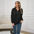 thumbnail image 6 of MLDRA Womens Hoodies Sweatshirts V Neck Long Sleeve Button Down Pullover Top Drawstring with Pocket, 6 of 7