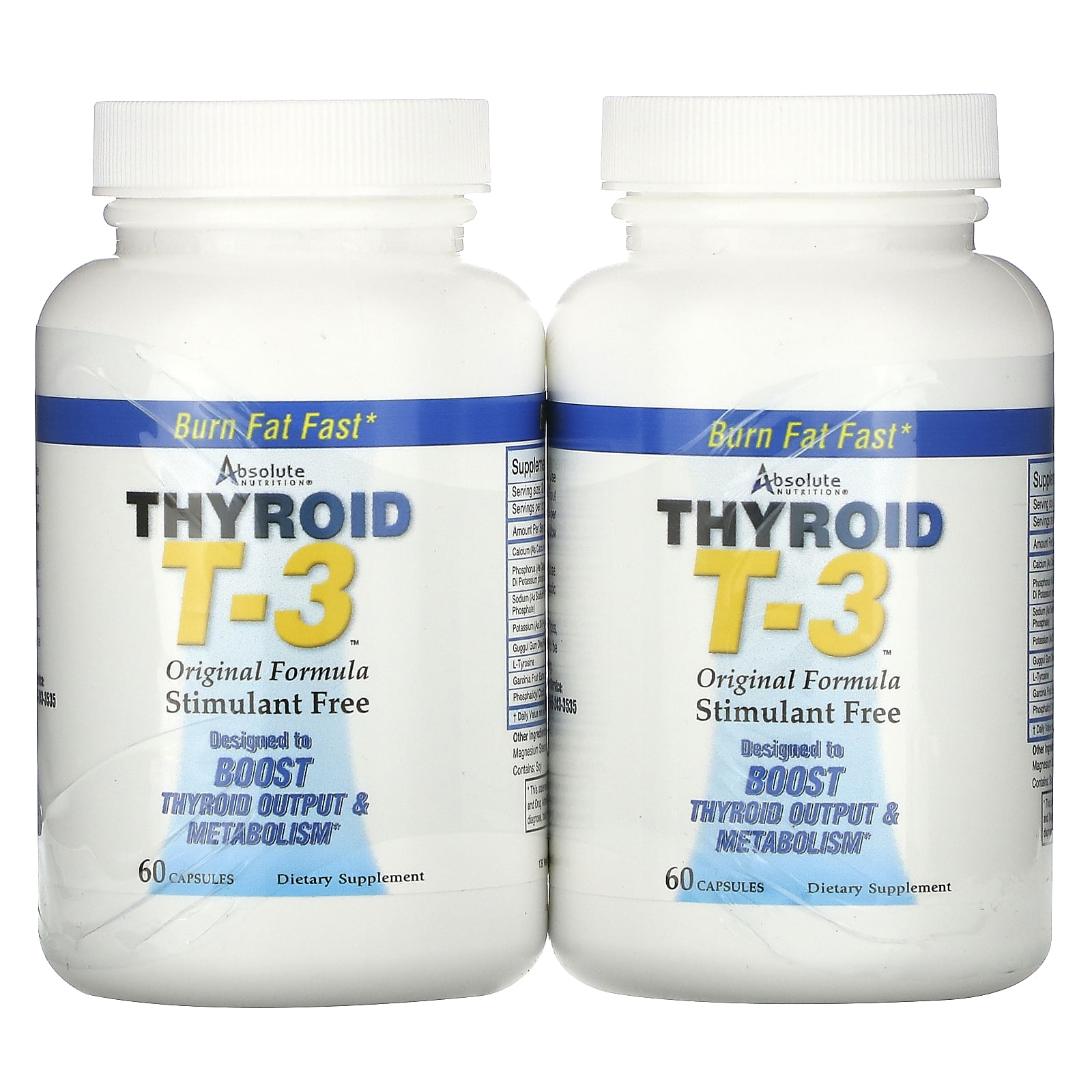 Absolute Nutrition Thyroid T3, Original Formula, 2 Bottles, 60