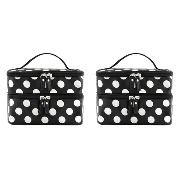 2X Large Capacity Cosmetic Bag Double Layer Zipper Women Makeup Bags Portable Travel Toiletries Organizer