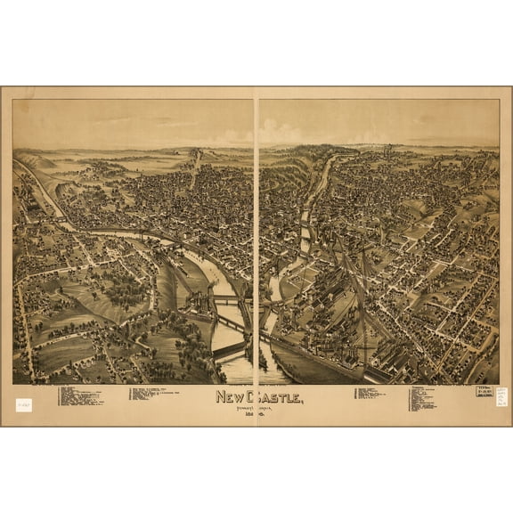 24"x36" Gallery Poster, map of New Castle, Pennsylvania 1896
