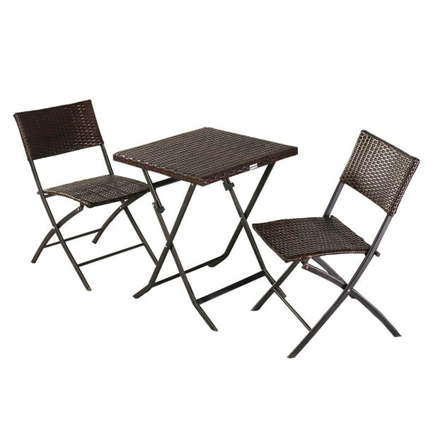 Folding Wicker Chair Set 2020 Upgrade Outdoor Patio Furniture Set 3 Piece Wicker Patio Set With Armchairs Coffee Table Modern Bistro Rattan Chair Conversation Set For Backyard Porch Garden Pool Walmart Com
