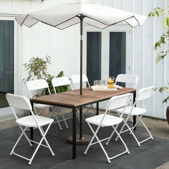 4-Pack White PP Plastic Folding Chairs, Portable Stackable for Party Office Indoor Outdoor