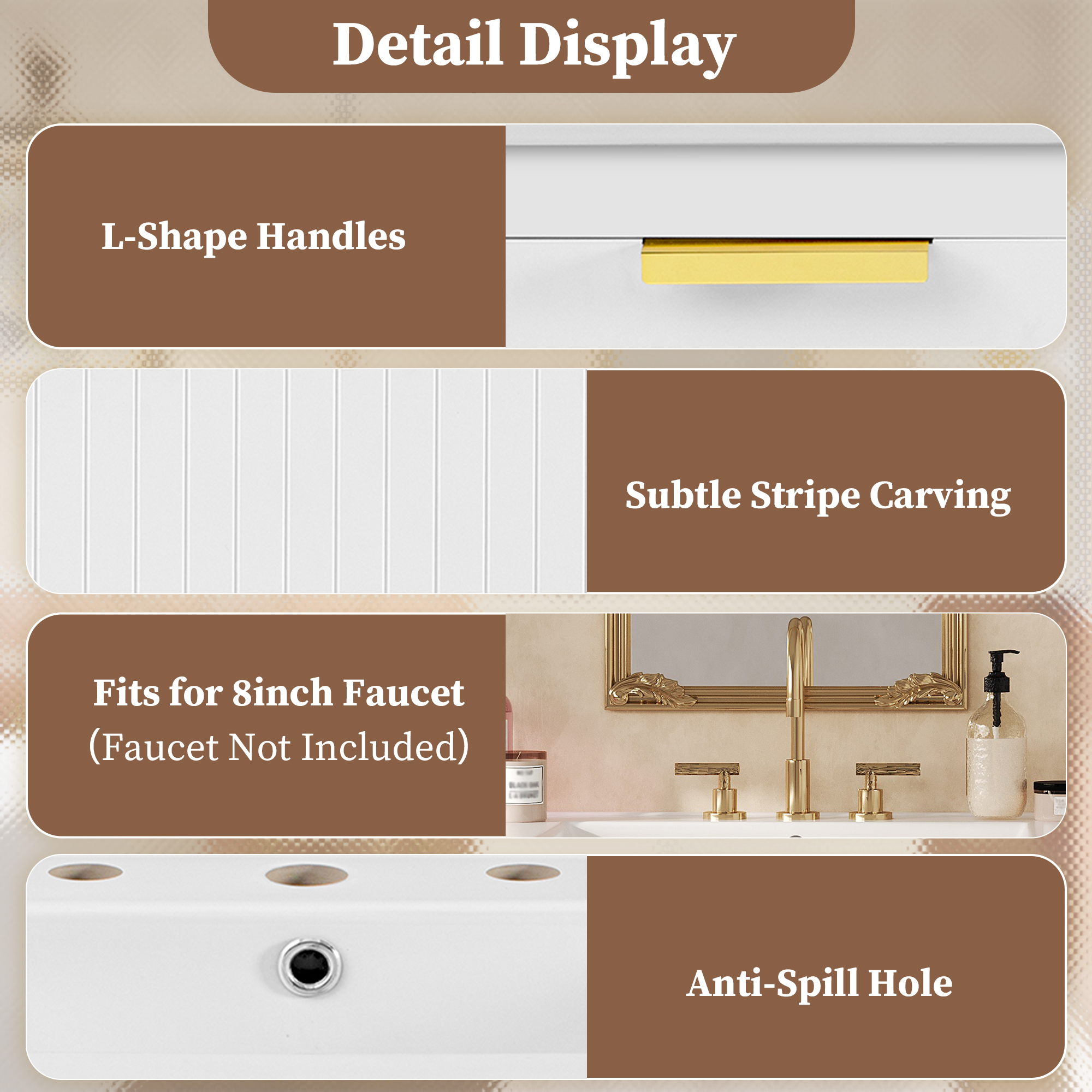 Euroco 30" Wall Mounted Bathroom Cabinet with Ceramic Basin Sink, Bathroom Cabinet with Soft-Closing Door and Drawers, Modern Bathroom Vanity with Sink