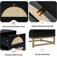 thumbnail image 2 of LFGUIZO 21" High Set of 2 Black Rattan Nightstands with 2 Storage Drawers Modern End Tables with Arched Cane Doors & Metal Base for Bedroom Black, 2 of 9