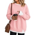 thumbnail image 2 of UDAUDU Womens Crewneck Sweatshirts Fall Clothes Fashion School Teacher Outfits Cowboy Cozy Side Slits Patchwork Long Sleeve Pullover Tops Layered Winter Oversized Sweatshirts 2XL, 2 of 5