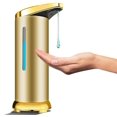 thumbnail image 1 of Dispensador automático de jabón de acero inoxidable, dispensador de desinfectante sin contacto con sensor infrarrojo, interruptor ajustable y base impermeable (oro mate), 1 of 5