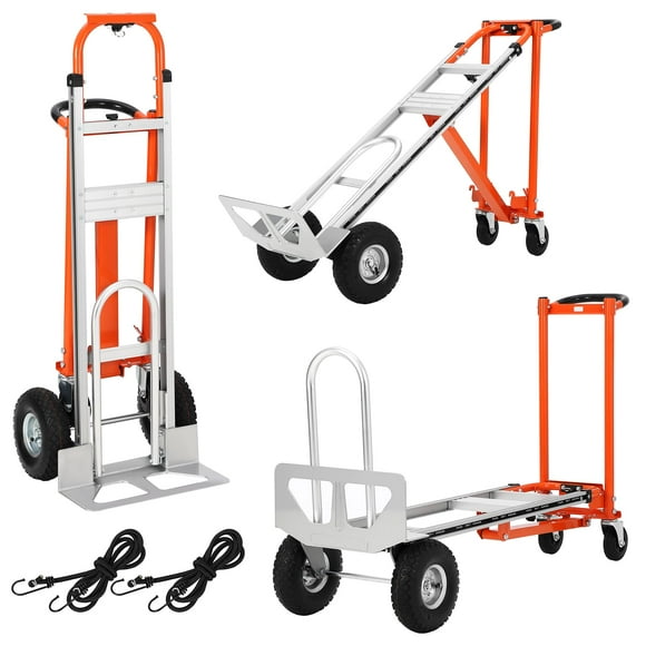 Yiwa 3-in-1 Folding Hand Truck Dolly – 770lbs Heavy Duty Aluminum Convertible Cart, Flatbed & Upright Modes, All-Terrain Wheels for Moving, Delivery, Warehouse