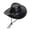 Black, variant on Western Cowboy Cowgirl Hat for Women Men PU Leather Vintage Wide Brim Outback Sun Hat with Chin Strap for Outdoor Hiking - Black
