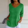 thumbnail image 4 of SDNall Knit Tops for Women Solid Color Spring/Summer Knitted V-Neck Medium Sleeve Casual Top Womens Blouse, 4 of 9