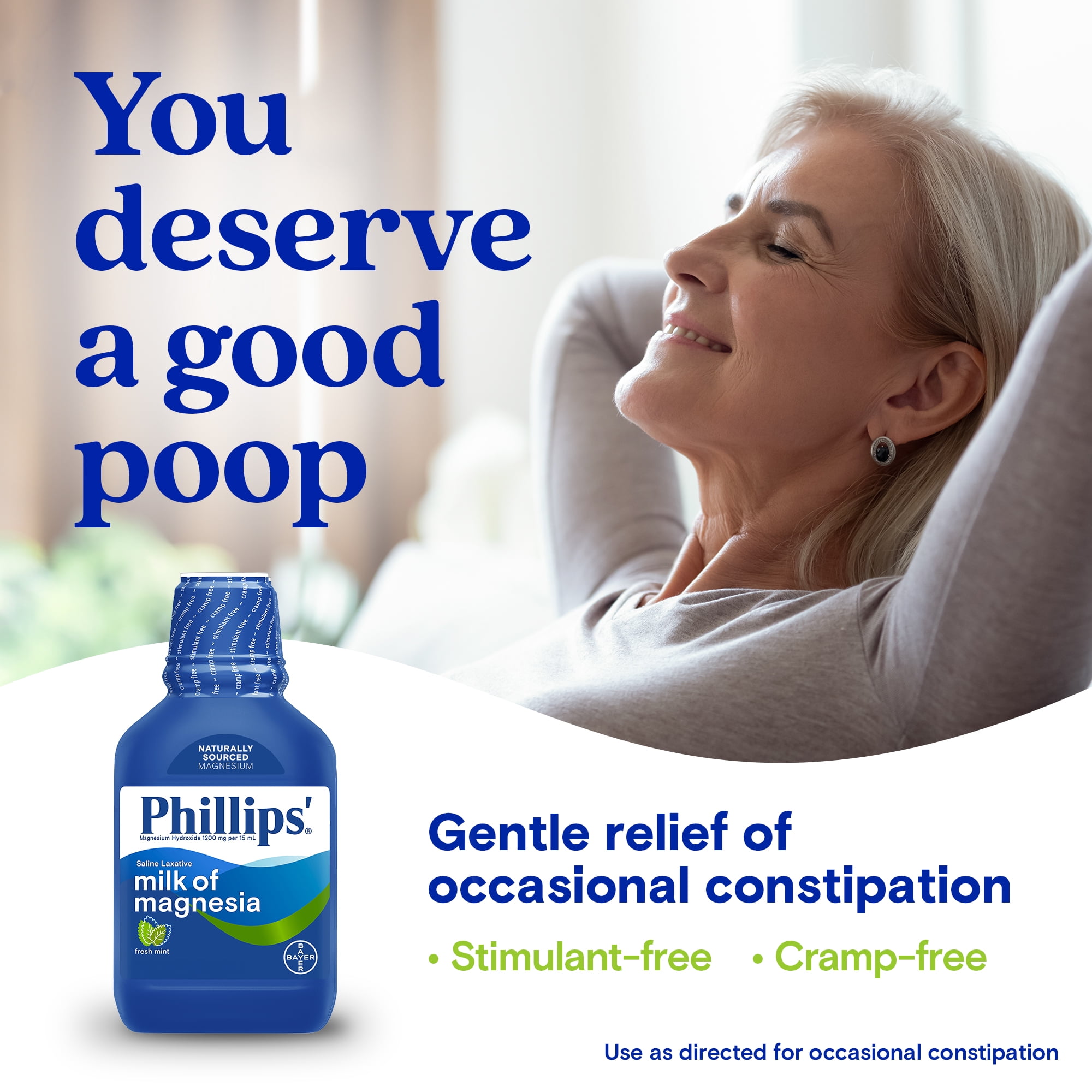 Phillips' Milk of Magnesia Liquid Magnesium Laxative, Mint, 12 oz
