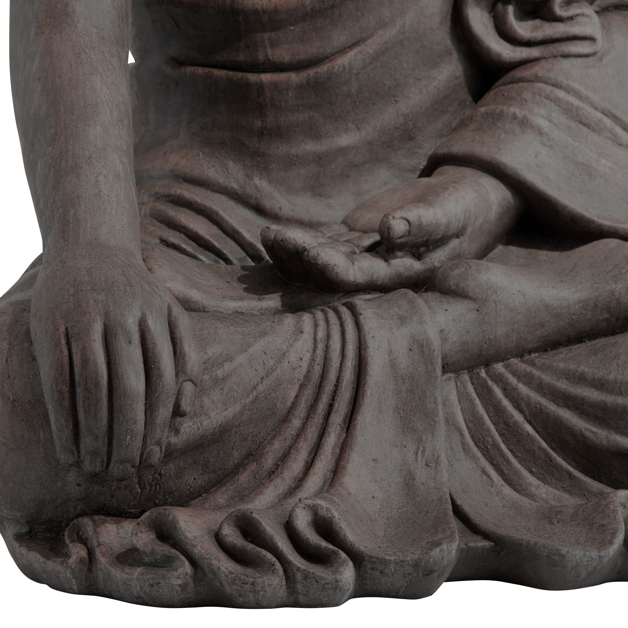 John Timberland Large Sitting Buddha Statue Sculpture Zen Asian Garden Decor Indoor Outdoor Front Porch Stone Gray Finish 42" Tall