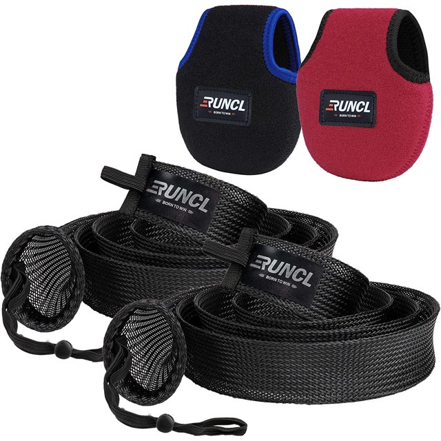 czcpp-Casting Rod Cases (Black, 2pcs) & Baitcasting Reel Bags (2pcs)