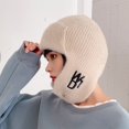 thumbnail image 4 of Women Bomber Hat Embroidery Letter Solid Color Ear Protection Stretch Autumn Winter Coldproof Beanie Hat Streetwear, 4 of 9