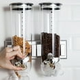 thumbnail image 4 of Food Dispensers Wall Mount Double Dry Cereal Dispenser Storage Dual Control Rice Pasta Container, 4 of 12