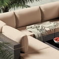 thumbnail image 6 of Livipatio Patio Furniture Set, 7 Pieces Outdoor Conversation Set with Rattan Sectional Sofa, Coffee Table for Garden Backyard, Beige, 6 of 6