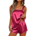 thumbnail image 2 of Dianli Pajamas for Women Set Two Piece Satin Pajama Set Ruffle Tank Top and Shorts Sleepwear Bridal Loungewear for Women Elegant Soft Nightwear Comfortable Lightweight Bridal Gift Summer Suit, 2 of 6