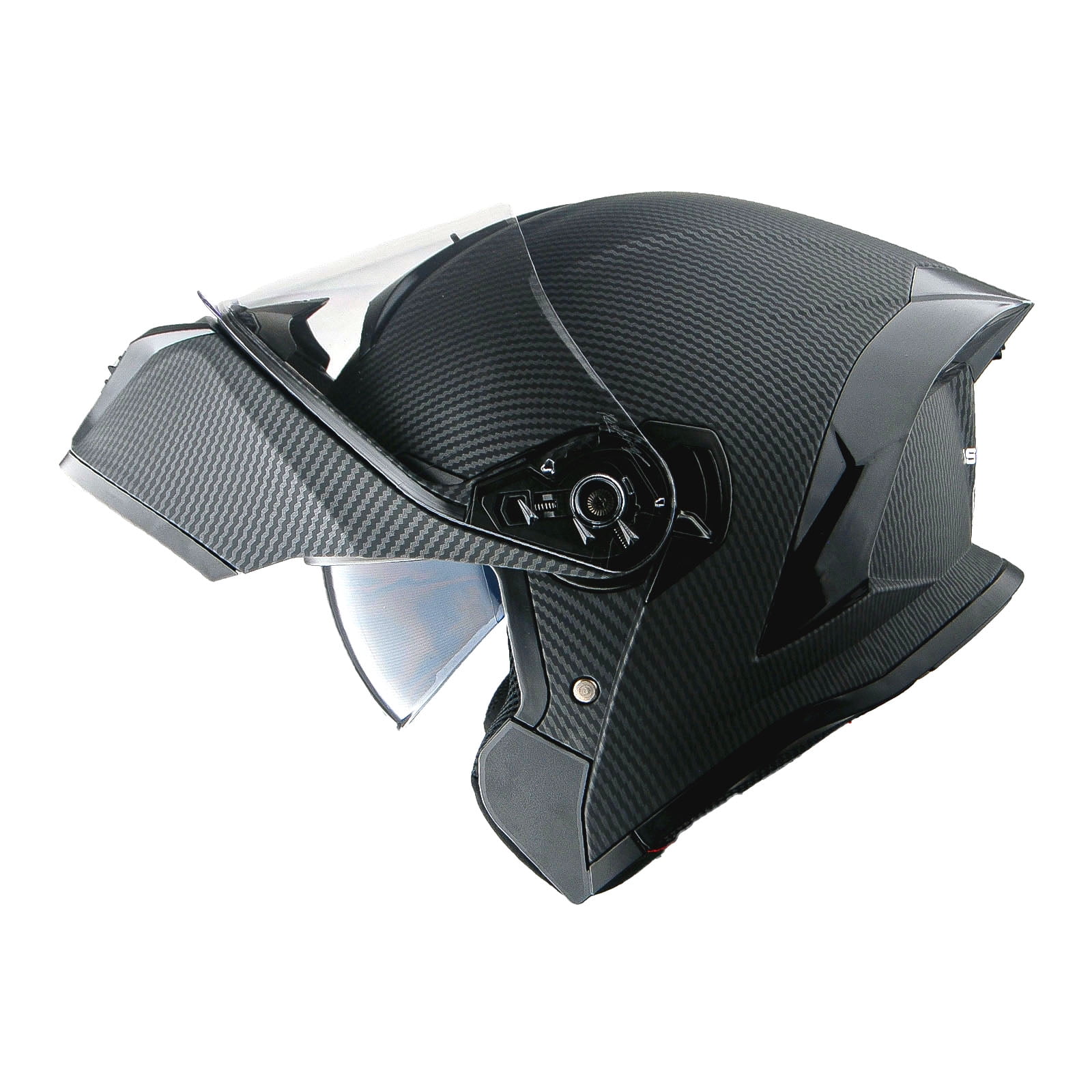 1Storm New Motorcycle Bike Modular Full Face Helmet Dual Visor Sun Shield: NOLED-X90 Carbon Fiber Black