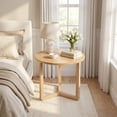 thumbnail image 4 of ELLEGNT 1 PCS Rubber Wood Round Side Table – Triangular Support End Table for Bedroom, Living Room, or Small Space Natural, 4 of 9