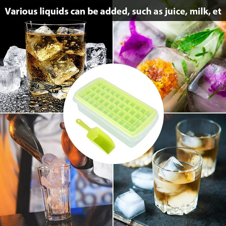 Ice Cube Tray With Lid And Bin, 44 Silicone Ice Tray, Flexible Safe Ice Cube  Molds Comes With Ice Container, Scoop And Cover