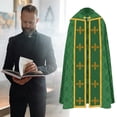 thumbnail image 4 of Medieval Formal Cape, Green Decorative Printed Wrap, 47.24inch, 4 of 7