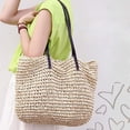 thumbnail image 4 of Women Straw Woven Tote Large Beach Handmade Weaving Shoulder Bag Purse Straw Handbag - Beige, 4 of 5