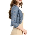 thumbnail image 4 of INSPIRE CHIC Women's Shrugs Floral Lace Cardigan 3/4 Sleeves Sheer Cover Up Top L Dusty Blue, 4 of 7