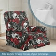 thumbnail image 3 of Kuiaobaty Skull Rose Bat Print Recliner Chair Cover for Large Recliner Halloween Breathable Reclining Slipcover Reclining Sofa Slipcover Soft Lazy Boy Chair Cover with Pocket for Pets Kids, 3 of 8