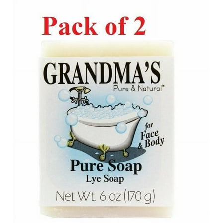 Grandma's Pure & Natural Lye Bath Soap, 6 oz (2 pack) (Bundle)