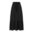 thumbnail image 6 of Efsteb Summer Skirts for Women Elastic Waist Drawstring Pleated Skirt Fashion Comfy Casual Solid Color Skirts (Black,L), 6 of 7